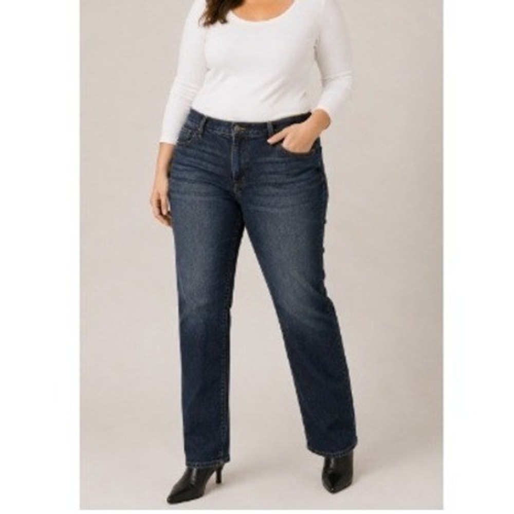 GAP Women's Dark wash Denim Mid-rise Curvy Straight Leg Jeans Size 16